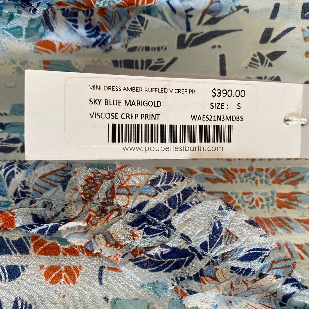 Poupette St Barth Amber Mini Dress Sky-blue Marigold sz S NEW - Picture 8 of 9